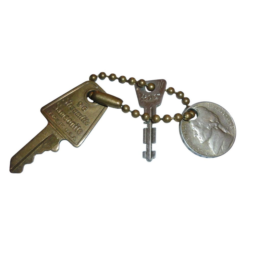 Vintage Samsonite Streamlite Key 96 Shwayder Bros Master Key 1946 Nickel Chain
